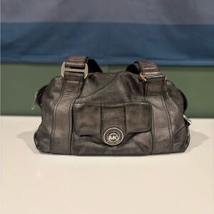 Michael Kors Leather Handbag Gray Silver MK Purse